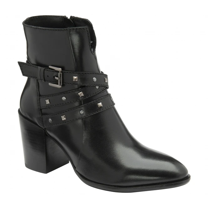 Black Leather Delvin Heeled Ankle Boots | Ravel 3 Black Leather Delvin Heeled Ankle Boots | Ravel