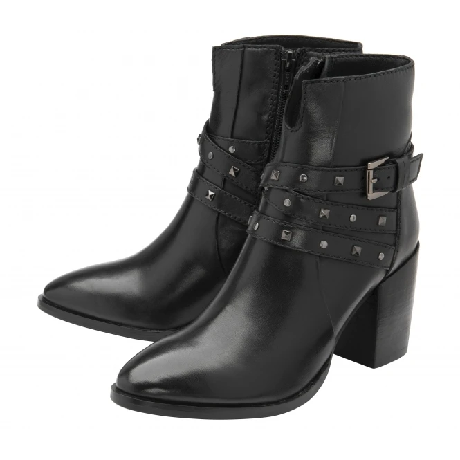 Black Leather Delvin Heeled Ankle Boots | Ravel 4 Black Leather Delvin Heeled Ankle Boots | Ravel - Image 2