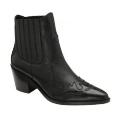 Black Leather Galmoy Heeled Ankle Boots | Ravel