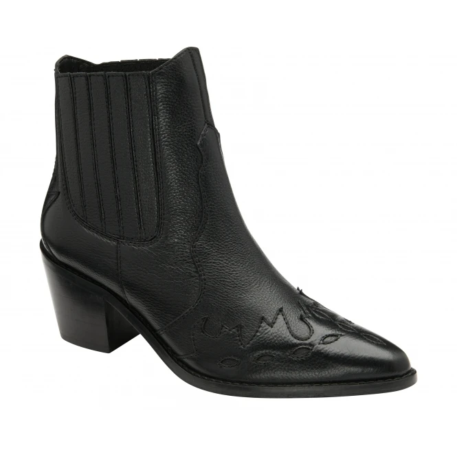 Black Leather Galmoy Heeled Ankle Boots | Ravel 3 Black Leather Galmoy Heeled Ankle Boots | Ravel