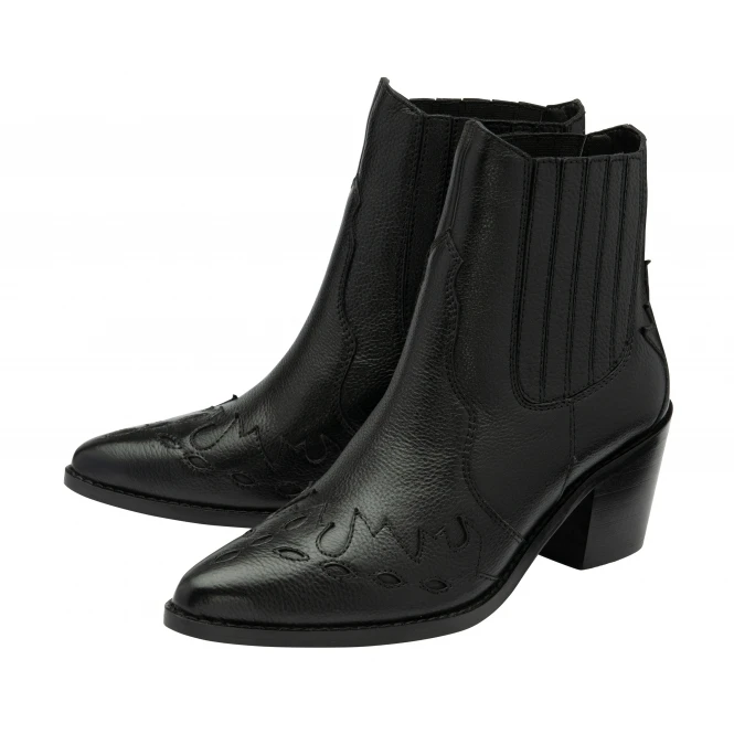Black Leather Galmoy Heeled Ankle Boots | Ravel 4 Black Leather Galmoy Heeled Ankle Boots | Ravel - Image 2