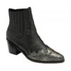 Black Leather & Metallic Foil Galmoy Heeled Ankle Boots | Ravel