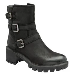 Black Leather Nell Zip-Up Mid-Calf Boots | Ravel