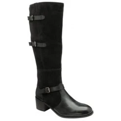 Black Leather & Suede Mary Knee High Boots | Ravel