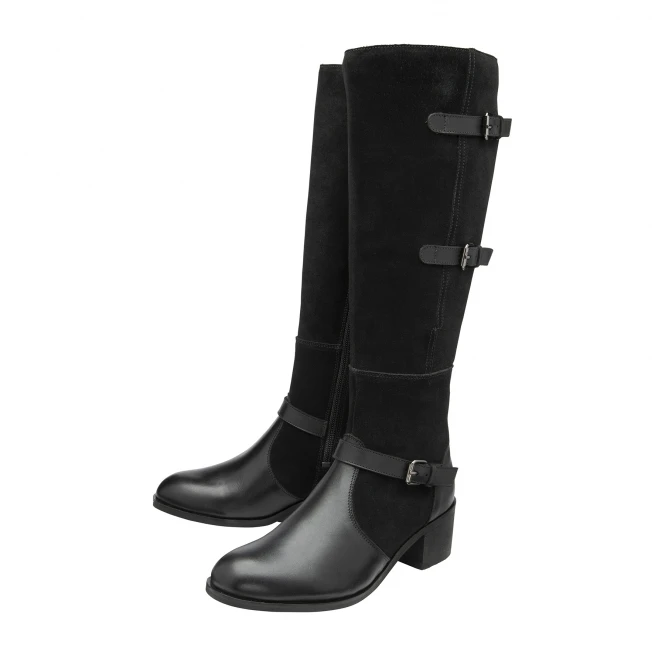 Black Leather & Suede Mary Knee High Boots | Ravel 4 Black Leather & Suede Mary Knee High Boots | Ravel - Image 2