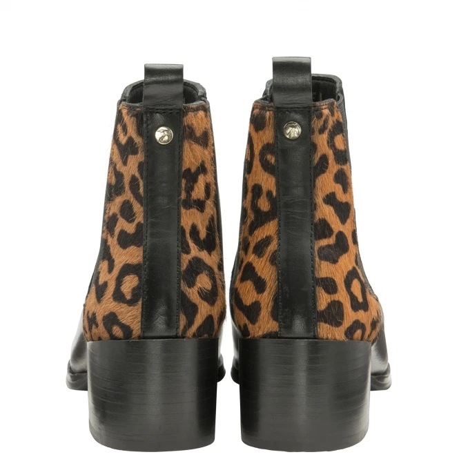 Black/Leopard Saxman Leather Heeled Ankle Boots | Ravel 5 Black/Leopard Saxman Leather Heeled Ankle Boots | Ravel - Image 3