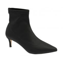 Black Satin Madruga Pointed-Toe Sock Boots | Ravel