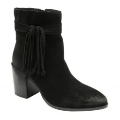 Black Suede Soran Heeled Ankle Boots | Ravel