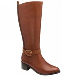 Cognac Lajas Leather Knee High Boots | Ravel