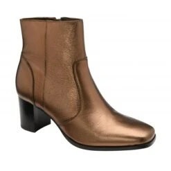 Copper Foil Leather Louth Heeled Ankle Boots | Ravel