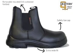 Grafters Steel Toe Super Wide Boots Mens Black Safety Boots 7 8 9 10 11 12 13