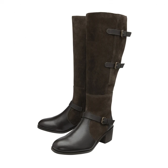Dark Brown Mary Leather & Suede Knee High Boots | Ravel 4 Dark Brown Mary Leather & Suede Knee High Boots | Ravel - Image 2