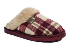 Ladies Slippers Tartan Faux Suede Sheepskin Fur Warm Comfort Clogs Size 3 4 5 6 7 8