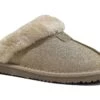Ladies Ella Sparkle Faux Fur Lined Suedette Slippers Mules Memory Foam Vegan Gold -Shoes Sale Store f01352gol 1