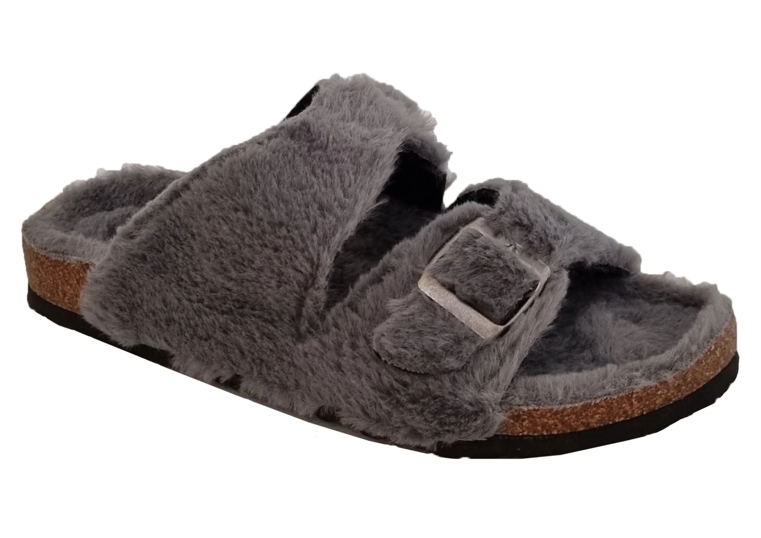 Ladies Ella Grey Jessica Double Buckle Fleece Lined Mule Slipper 4 Ladies Ella Grey Jessica Double Buckle Fleece Lined Mule Slipper - Image 2