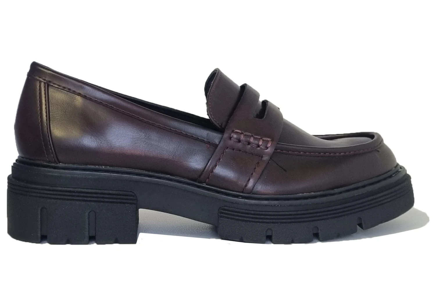 Womens Marco Tozzi Burgundy Chunky Work Shoes Slip On Loafers 3-8 4 Womens Marco Tozzi Burgundy Chunky Work Shoes Slip On Loafers 3-8 - Image 2