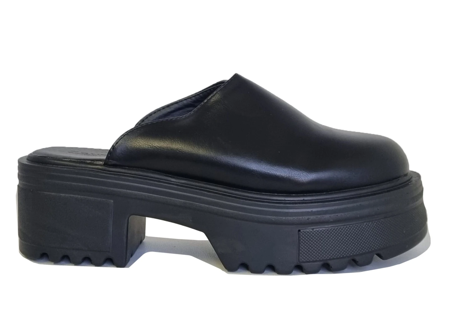 Black Platform Clogs Sandals Slip On Shoes Mules Fashion Trend Size UK 4 Black Platform Clogs Sandals Slip On Shoes Mules Fashion Trend Size UK - Image 2