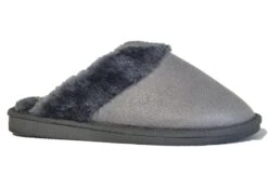 Grey Glitter Fluffy Fur Lined Cosy Warm Slippers Ladies Size 34567