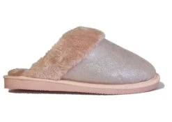 Pink Fluffy Cosy Glitter Shimmer Slippers Ladies Fur Lined Pink Slippers Size 345678 -Shoes Sale Store f01731pk