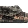 Grey Pink Tartan Fluffy Slippers Shoes Womens Cosy Warm Lined Slipper Booties Size 3 4 5 6 7 8 Grey