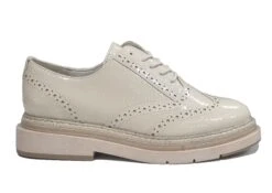 Marco Tozzi Brogues Womens Chunky Patent Brogues Lace Up Shoes Size 3 4 5 6 7 8 Cream