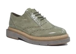 Marco Tozzi Brogues Womens Chunky Patent Brogues Lace Up Shoes Size 3 4 5 6 7 8 Green