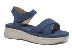 Dr Keller Low Wedge Sandals Womens Easy Fasten Summer Sandals Size 3 4 5 6 7 8 Blue