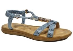 Jewelled Sandals Womens Slip On Summer Sandals Holiday Shop Size 3 4 5 6 7 8 Blue