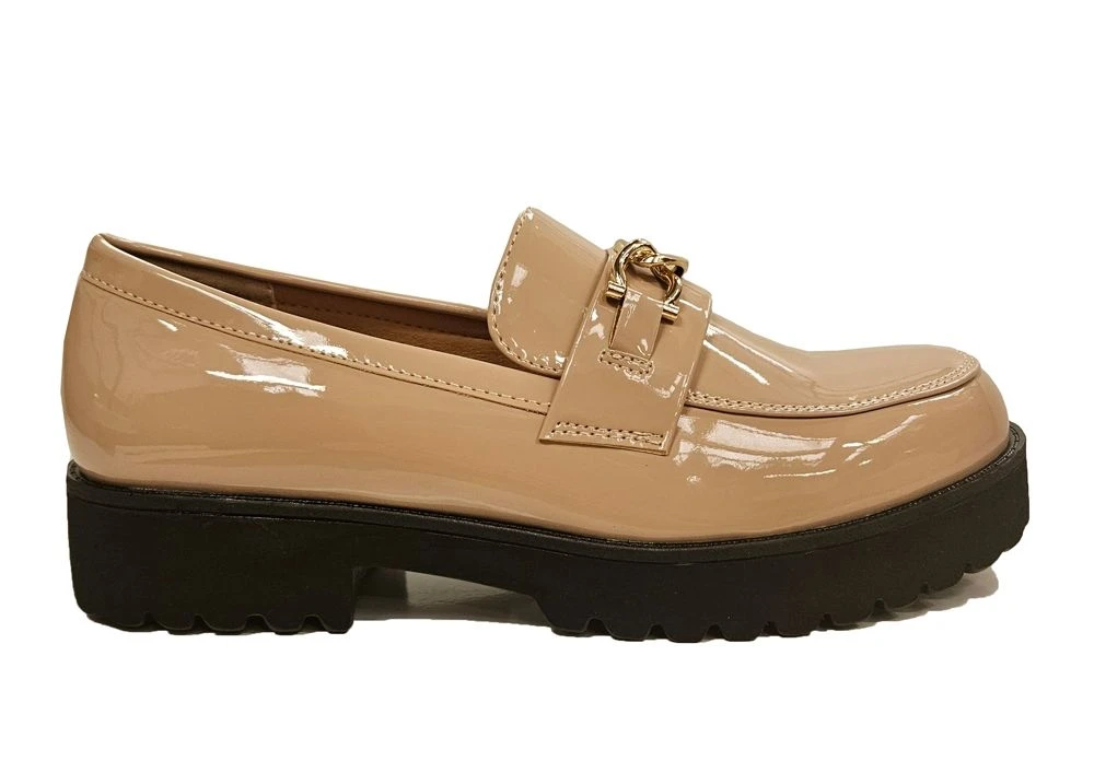 Truffle Patent Chunky Loafers Womens Slip On Chunky Shoes Size 3 4 5 6 7 8 Nude 4 Truffle Patent Chunky Loafers Womens Slip On Chunky Shoes Size 3 4 5 6 7 8 Nude - Image 2