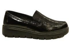 Ladies Low Wedge Loafers Womens Slip On Low Wedge Smart Shoes Size 3 4 5 6 7 8 Black -Shoes Sale Store f10182ap2