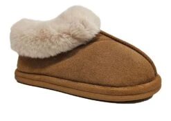 Ladies Faux Fur Slipper Booties Womens Slip On Christmas Slippers Size 3 4 5 6 7 8 Tan