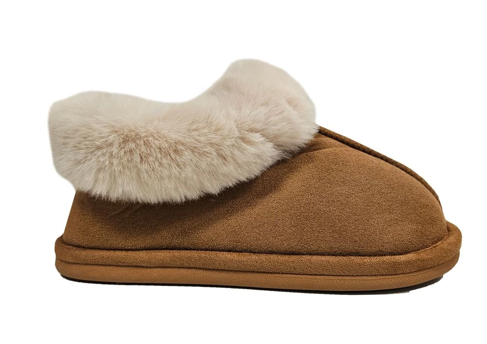 Ladies Faux Fur Slipper Booties Womens Slip On Christmas Slippers Size 3 4 5 6 7 8 Tan 4 Ladies Faux Fur Slipper Booties Womens Slip On Christmas Slippers Size 3 4 5 6 7 8 Tan - Image 2