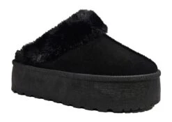 Platfrom Slippers Fur Cosy Shoes Trending Fashion Ladies Black Size 3 4 5 6 7 8 Black
