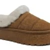 Trending Platform Fur Slippers Shoes Padded Chestnut Tan Ladies Size 3 4 5 6 7 8