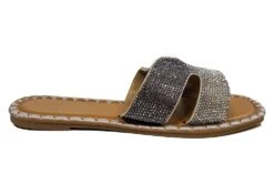 Ladies Fashion Sliders Jewelled Sandals Womens Pool Sliders Holiday Shop UK Size