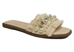 Truffle Fashion Sliders Womens Pearl Slip On Sandals Holiday Shop Size 3 4 5 6 7 8