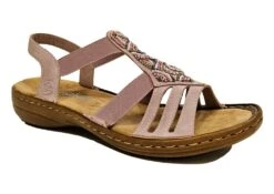 Rieker Antistress Sandals Womens Comfort Jewelled Sandals Size 3 4 5 6 7 8 Pink