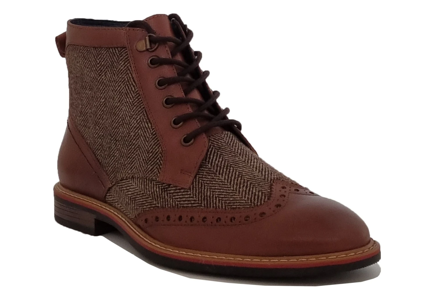 Mens Roamers Tan Herringbone Lace Up Smart Ankle Boots 4 Mens Roamers Tan Herringbone Lace Up Smart Ankle Boots - Image 2