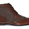 Mens Roamers Tan Herringbone Lace Up Smart Ankle Boots