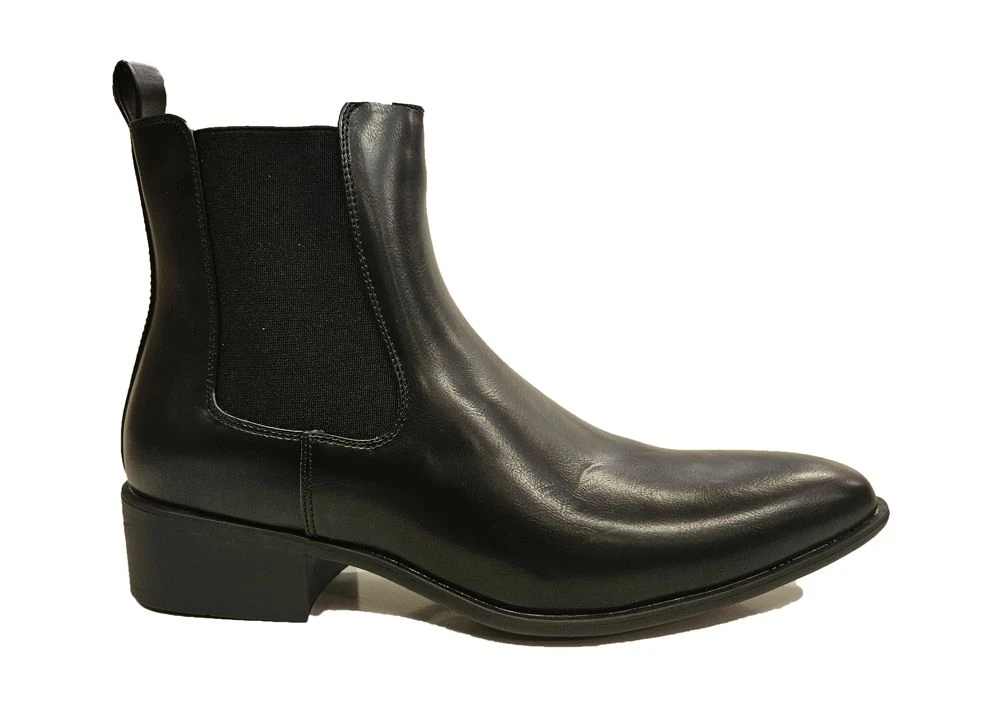 Mens Pull On Chelsea Boots Mens Pointed Toe Smart Ankle Boots Size 7 8 9 10 11 12 Black 4 Mens Pull On Chelsea Boots Mens Pointed Toe Smart Ankle Boots Size 7 8 9 10 11 12 Black - Image 2