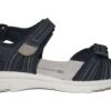 Marco Tozzi Navy Leather Wide Fit Comfort Walking Summer Sandals -Shoes Sale Store l01026nvy. 2