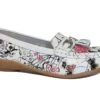 Womens Ladies Botanical White Floral Leather Wide Fit Comfort Tassel Loafers Flat Summer Shoes