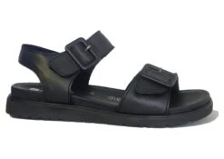 Remonte Ladies Black Leather Double Buckle Comfort Summer Sandals