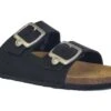 Rieker Footbed Sandals Ladies Rieker Leather Mules Holiday Shoes Size 3 4 5 6 7 8 Black -Shoes Sale Store l01686a