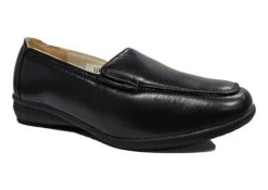 Dr Keller Leather Loafers Black Comfort Low Wedge Shoes Womens Classic Slip On Shoes Size