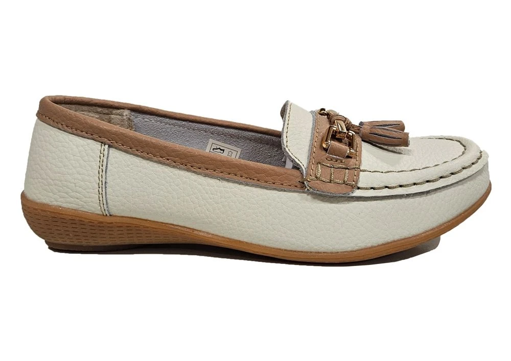 Womens Leather Wide Fit Comfort Tassel Loafers Flat Summer Shoes Size 3 4 5 6 7 8 White 3 Womens Leather Wide Fit Comfort Tassel Loafers Flat Summer Shoes Size 3 4 5 6 7 8 White