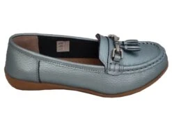 Ladies Real Leather Tassel Loafers Slip On Nautical Boat Shoes Size 3 4 5 6 7 8 Metallic Blue -Shoes Sale Store l11822c2