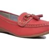 Womens Pink Leather Loafers Wide Fit Comfortable Shoes Size 3 4 5 6 7 8 Coral -Shoes Sale Store l11822cor