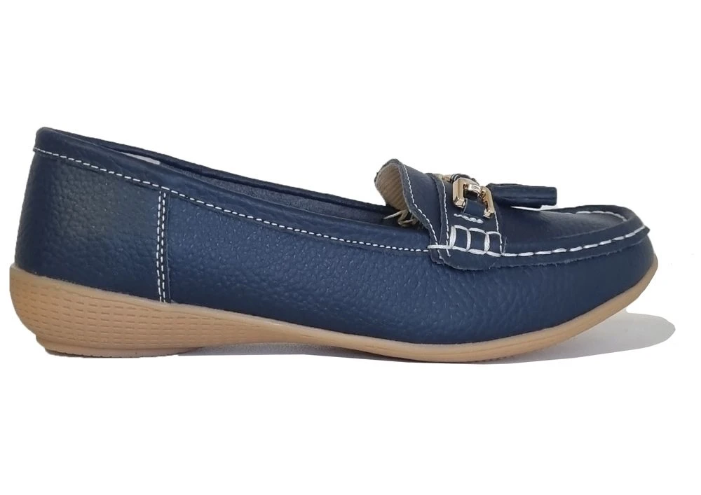 Ladies Navy Leather Tassel Loafers Slip On Nautical Boat Shoes Size 3 4 5 6 7 8 4 Ladies Navy Leather Tassel Loafers Slip On Nautical Boat Shoes Size 3 4 5 6 7 8 - Image 2