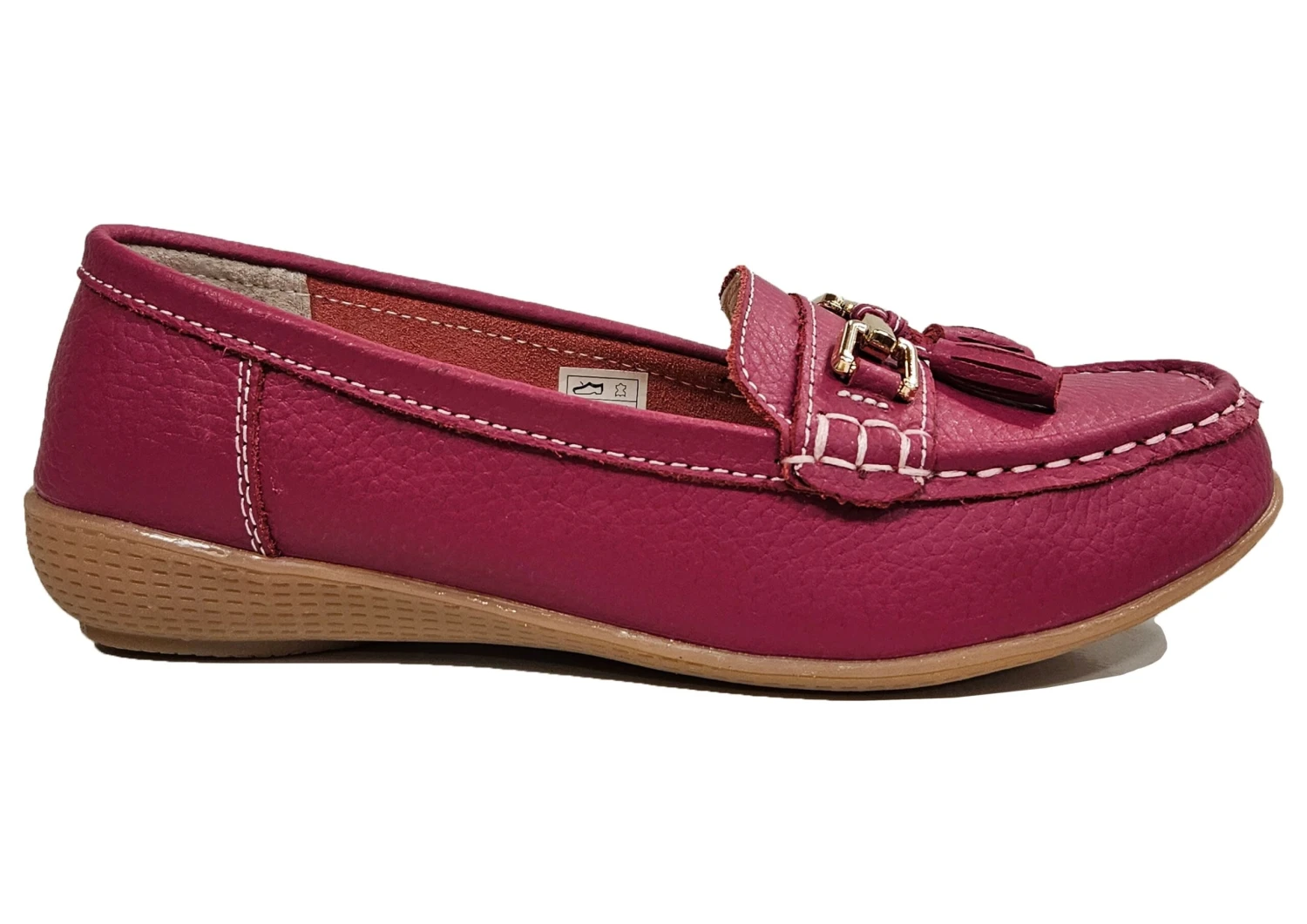 Ladies Real Leather Tassel Loafers Slip On Nautical Boat Shoes Size 3 4 5 6 7 8 Hot Pink 4 Ladies Real Leather Tassel Loafers Slip On Nautical Boat Shoes Size 3 4 5 6 7 8 Hot Pink - Image 2